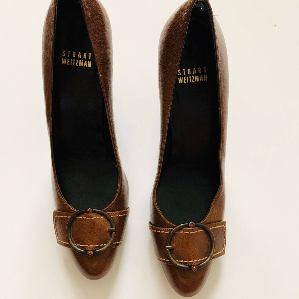 Stuwart Weitzman Rarenwob Narrow Leather Pumps - Picture 3 of 4